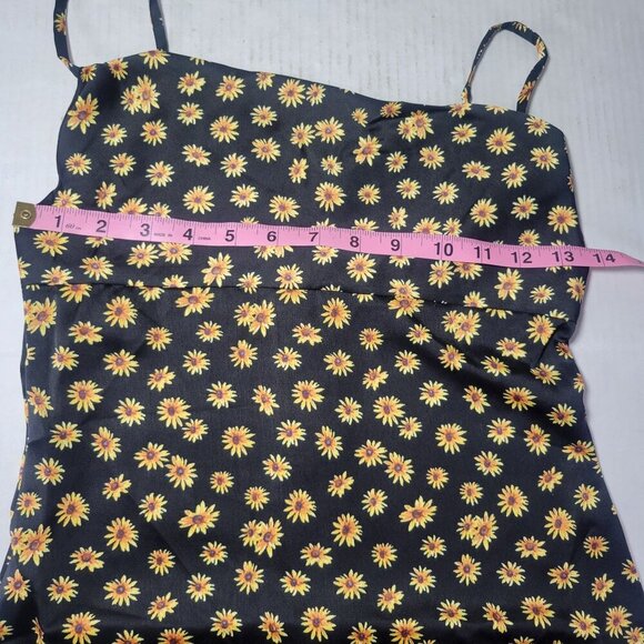 WeWoreWhat Black & Yellow Daisy Print Spaghetti Straps Midi Slip Dress Size 0 - Picture 3 of 10